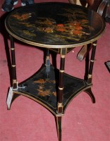 Lot 1388 - A circa 1900 chinoisserie black lacquered...