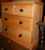 Lot 1389 - A Victorian pine chest of two short over two...
