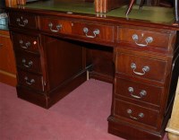 Lot 1418 - A reproduction mahogany and gilt tooled green...