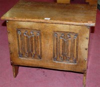 Lot 1440 - A small 17th century style moulded oak...