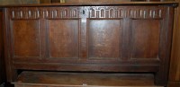 Lot 1450 - A circa 1700 joined oak four panelled...
