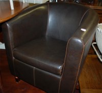 Lot 1310 - A modern chocolate brown leather upholstered...