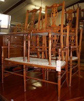 Lot 1336 - An Edwardian beech and bone strung salon suite,...