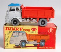 Lot 1953 - Dinky, 435 Bedford tipper TK, grey cab, blue...
