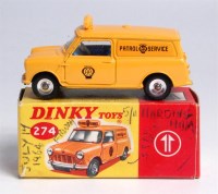 Lot 1957 - Dinky, 274 AA Mini van, yellow, roof sign...