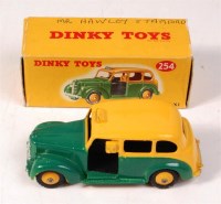 Lot 1972 - Dinky, 254 Austin Taxi, yellow upper, green...