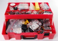 Lot 3127 - Meccano, plastic 2 tier storage box packed...