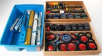 Lot 3129 - Qty, wheels, metal and rubber, pulley wheels,...