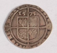 Lot 30 - England, 1575 sixpence, Elizabeth I rose...