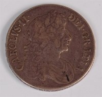 Lot 41 - England, 1673 crown, Charles II draped and...