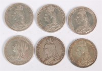 Lot 58 - Great Britain, six various Victorian crowns,...