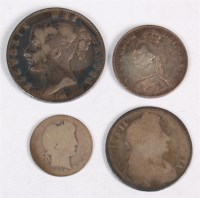Lot 65 - Four various silver coins, to include; 1676...