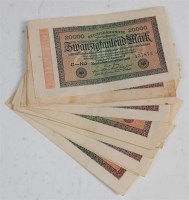 Lot 250 - Germany, 20x Weimar Repiblic Reichsbanknote 20,...