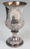 Lot 307 - A Victorian silver plated goblet relief...