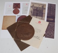 Lot 350 - A WW I bronze memorial plaque, naming William...