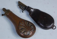 Lot 361 - A 19th century leather shot flask of typical...