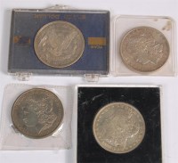 Lot 206 - USA, 4x silver 'Morgan' dollars, 1887...