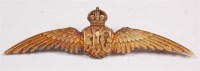 Lot 420 - A Royal Flying Corps pilots wing badge.