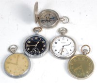 Lot 383 - An Elgin military pocket watch, the black...