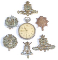 Lot 396 - A WW II military nickel cased open face pocket...