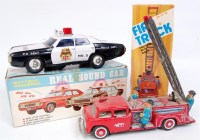 Lot 3222 - Tinplate emergency service vehicle group, 2...