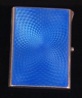 Lot 92 - An Art Deco silver and blue guilloche enamel...