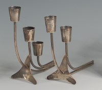Lot 48 - An near-pair of contemporary silver three and...