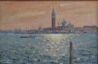 Lot 161 - Chris Slater - Venice Evening, oil on artist...