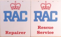 Lot 173 - A pair of RAC enamel double-sided signs, one...
