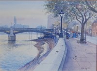 Lot 225 - Bill Toop (b.1942) - Battersea Bridge at dusk,...