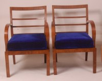 Lot 262 - A pair of Art Deco walnut open armchairs, each...
