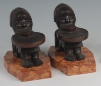 Lot 123 - A pair of French Art Deco patinated spelter...