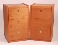 Lot 257 - A pair of 1980s teak three drawer office...