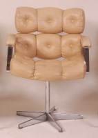 Lot 282 - A 1960s flat-sided chrome and cream leather...