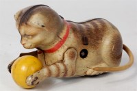 Lot 3187 - German, tinplate and clockwork kitten with...