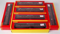 Lot 1029 - 6 Hornby BR maroon Hawksworth corridor coaches,...
