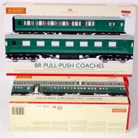 Lot 1032 - A Hornby R4524 BR SR green Pull-Push coach...