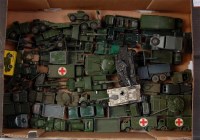 Lot 2016 - 50 playworn Dinky, Corgi and Britains military...