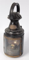 Lot 187 - A pre-grouping 3 aspect hand lamp with square...