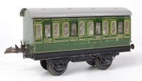 Lot 313 - Hornby 1947-9 green SR No. 1 coach with light...