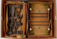 Lot 329 - A large tray of prewar Hornby clockwork track...