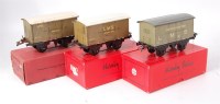 Lot 399 - 3 Hornby prewar LMS No. 0 vans with fixed...