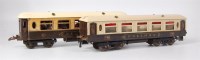 Lot 480 - 2x Hornby No. 2 Pullman brown and cream bogie...