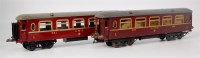 Lot 504 - 2x Hornby 1930-41 LMS saloon coaches - an...