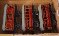 Lot 540 - Bing 1930s maroon LMS 4-wheel passenger guards...