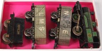 Lot 580 - Bing green 0-4-0 clockwork loco No. 504 with a...