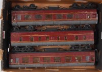 Lot 582 - 3x wooden scratch built MR/LMS maroon bogie...