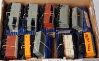 Lot 632 - 10 Hornby 2-rail wagons in blue stripe boxes...