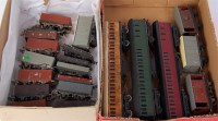 Lot 764 - 2 trays containing 17 wagons and 3 coaches,...