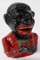 Lot 3153 - Cast iron Negro head money bank, titled 'Jolly...